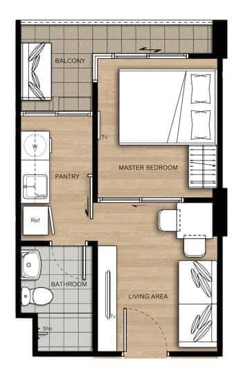 เดอะ คาบาน่า โมเดิร์น รีสอร์ท คอนโดมิเนียม / 🔶 ขนาดห้อง 28.35 ตรม ชั้น 5 อาคาร C-5