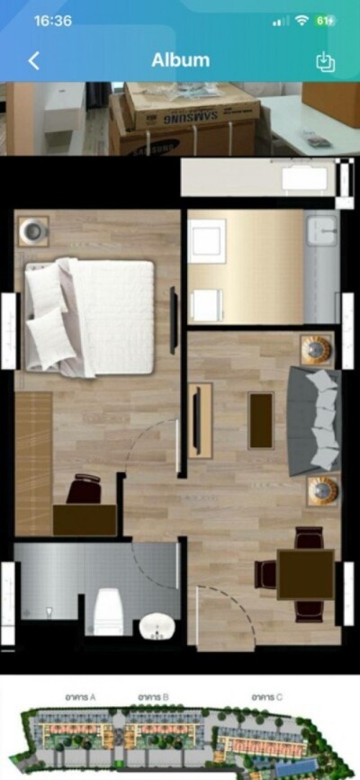 สัมมากร เอสเก้า คอนโดมิเนียม / ห้องขนาด 34.25 ตรม. 1ห้องนอน 1ห้องนํ้า