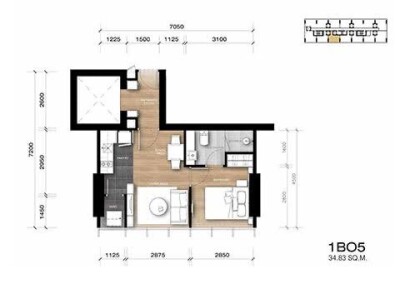 วิช ซิกเนเจอร์ มิดทาวน์ สยาม / ขนาด 33 ตรม  ชั้น 15+-7