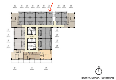 ไอดีโอ รัชดา - สุทธิสาร / 34 ตารางเมตร ชั้น 10-12